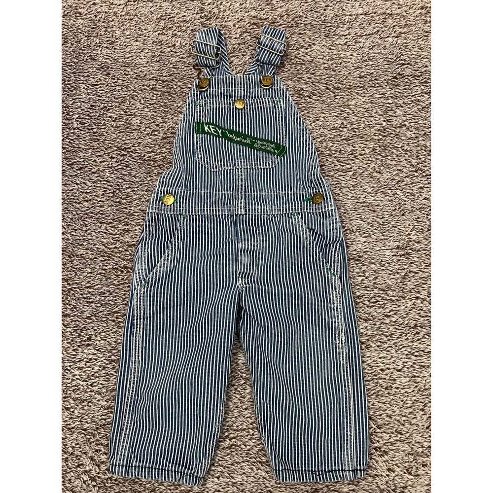Vintage KEY Imperial Baby Hickory Stripe Bib Overalls USA 12-18M